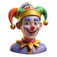 impressive artistic Portrait of a Mischievous Jester with Col high resolution png