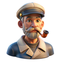 extraordinary abstract Portrait of a Weathered Sailor with a Pipe original png