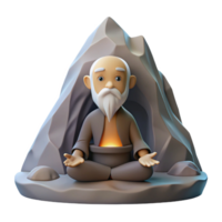 beautiful rustic A Wise Old Hermit Meditating in a Mounta high quality png