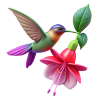 serene rustic Hummingbird Hovering Near Fuchsia Flowers high resolution png