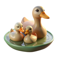 serene traditional A Family of Ducks Swimming in a Pond Soft high resolution png