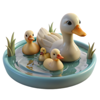 stunning minimalist A Family of Ducks Swimming in a Pond Soft high quality png
