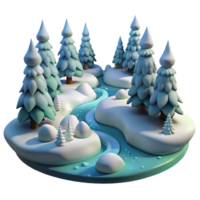 serene classic A Snow Covered Forest with a Frozen Rive original png