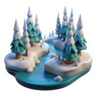 stunning rustic A Snow Covered Forest with a Frozen Rive premium png