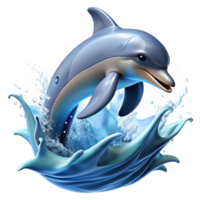 serene traditional A Playful Dolphin Leaping from the Ocean W professional png