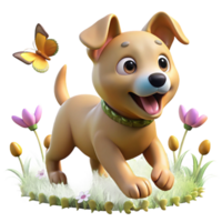 magnificent abstract A Playful Puppy Chasing Butterflies in a F high resolution png