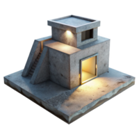 serene classic A Minimalist Concrete Bunker in a Desolate high resolution png