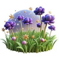 elegant abstract A Field of Bioluminescent Wildflowers Sw high quality png
