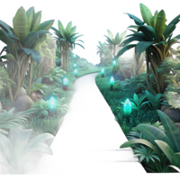 impressive minimalist A Lush Overgrown Jungle Path at Twilight 4K png