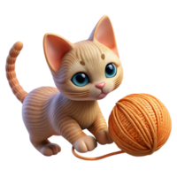dramatic modern A Playful Kitten Batting at a Ball of Yar exclusive png
