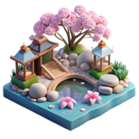 extraordinary creative A Serene Japanese Garden with a Koi Pond high quality png