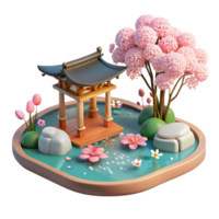 serene artistic A Serene Japanese Garden with a Koi Pond authentic png