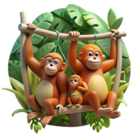 beautiful contemporary A Family of Orangutans Swinging Through T high resolution png