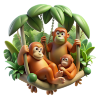 wonderful abstract A Family of Orangutans Swinging Through T exclusive png