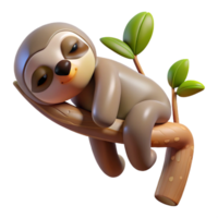 magnificent minimalist A Sleepy Sloth Hanging from a Tree Branch detailed png
