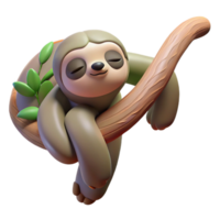 beautiful vintage A Sleepy Sloth Hanging from a Tree Branch premium png