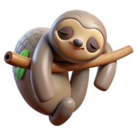 beautiful traditional A Sleepy Sloth Hanging from a Tree Branch professional png