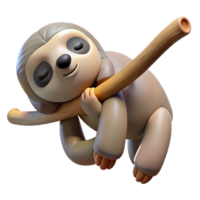 wonderful rustic A Sleepy Sloth Hanging from a Tree Branch premium png