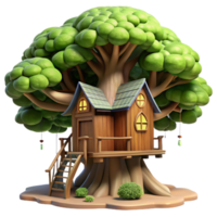 serene rustic A Treehouse Built Into a Giant Sequoia detailed png