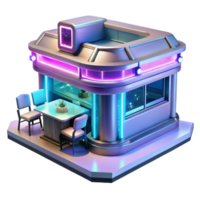 impressive creative A Futuristic Cyber Cafe with Holographic P high resolution png
