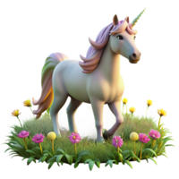 dramatic traditional A Mystical Unicorn Grazing in a Meadow Of high quality png