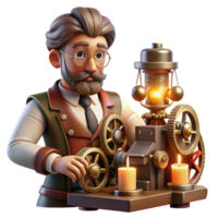 serene vintage A Portrait of a Steampunk Inventor Workin authentic png