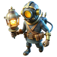vibrant abstract A Steampunk Diver Exploring a Sunken Cit original png