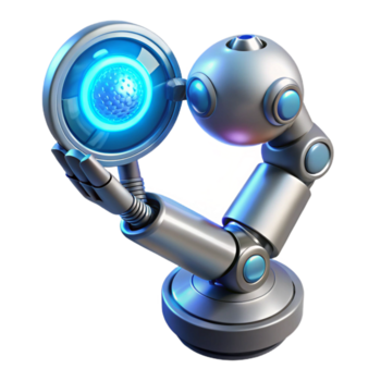 deslumbrante abstrato uma cromada robótico braço delicadamente segurando uma Alto qualidade png