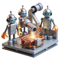 extraordinary abstract A Group of Robots Working Together in A authentic png