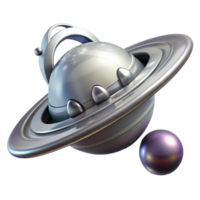 extraordinary rustic A Sleek Silver Spaceship Orbiting a Ring detailed png