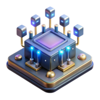 serene abstract A Levitating Circuit Board with Glowing Co high resolution png