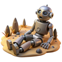 vibrant rustic A Broken Robot Lying in a Desolate Landsc high resolution png
