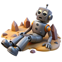 serene modern A Broken Robot Lying in a Desolate Landsc high resolution png