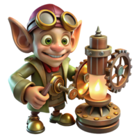 beautiful vintage A Mischievous Goblin Tinkering with a Com 4K png