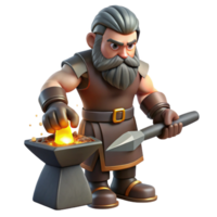 wonderful minimalist Dwarf Blacksmith Forging a Mystical Item genuine png