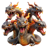 elegant modern A Fearsome Hydra with Multiple Heads Fier authentic png