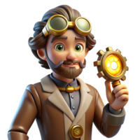 vibrant rustic Portrait of a Steampunk Inventor with Go high quality png