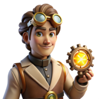 vibrant abstract Portrait of a Steampunk Inventor with Go genuine png
