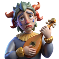 elegant artistic Portrait of a Melancholic Jester with Tea 4K png