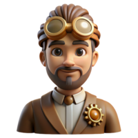 magnificent abstract Portrait of a Steampunk Inventor with Gog authentic png