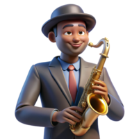 magnificent abstract Portrait of a Soulful Musician with a Sax authentic png