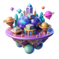 serene minimalist Floating City Amidst a Nebula Interconnec detailed png