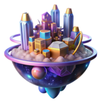 elegant abstract Floating City Amidst a Nebula Interconnec high resolution png