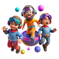 serene modern A Group of Children Wearing Futuristic C exclusive png