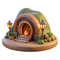 beautiful creative A Cozy Hobbit Hole Built Into the Side O authentic png