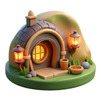 serene rustic A Cozy Hobbit Hole Built Into the Side O original png