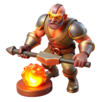 vibrant artistic A Powerful Cyclops Forging a Weapon Fiery authentic png