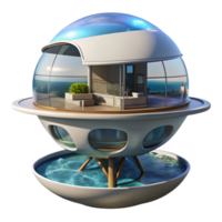 dramatic classic A Floating Spherical House Futuristic Des professional png