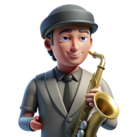 beautiful minimalist Portrait of a Musician with a Saxophone W 4K png