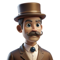 elegant classic Portrait of a Man with a Handlebar Mustach 4K png